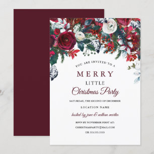 Convites Burgundy Red White Floral