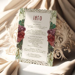 Convites Burgundy Rosa Enclosure INFO Vintage Art Nouveau<br><div class="desc">Cartão INFO de Casamento vintage Art Nouveau de Alphonse Mucha num design floral, romântico e caprichoso. Os florescimentos vitorianos complementam os tipos clássicos de arte deco fonts. Introduza as suas informações personalizadas e está concluído. Se você quiser alterar a design, clique no botão azul "Personalizar". Muito obrigado por considerar a...</div>