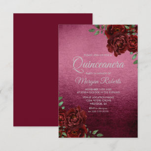 Convites Burgundy Rosa Foil Olhe Quinceanera Convide