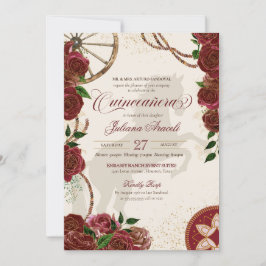 Convites Burgundy Rosa Western Ranch Charro Quinceanera