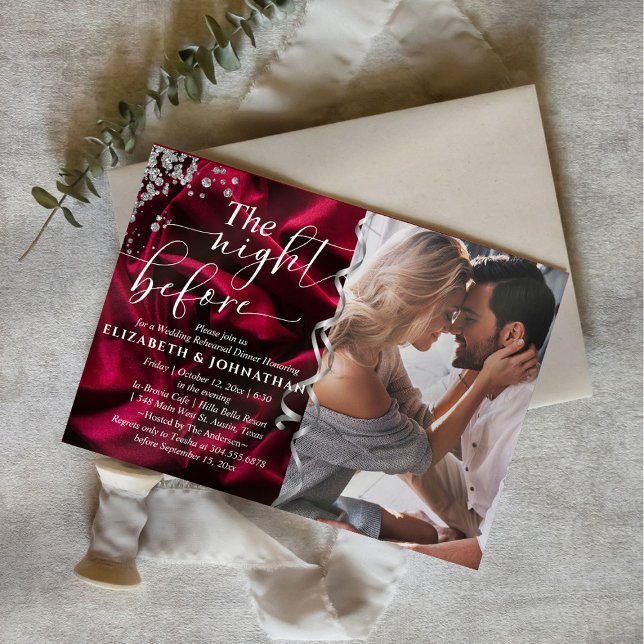 Convites Burgundy Silk Na Noite Anterior Ao Janta De Ensaio (Criador carregado)