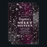 Convites Burgundy & Silver Sparkes Lights Sweet 16 Party<br><div class="desc">personalizar para o seu evento</div>