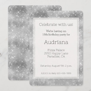 Convites Burgundy Silver Sparkle Glitz Aniversário