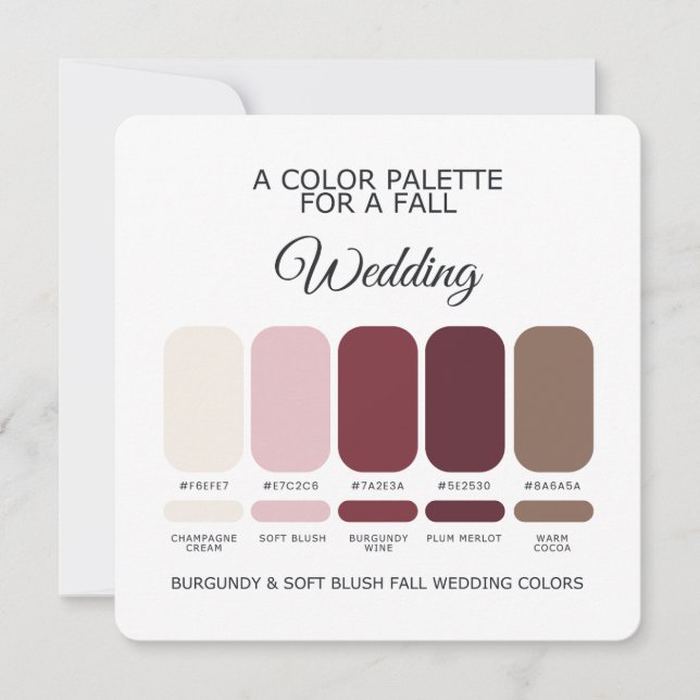 Convites Burgundy Soft Blush Fall Wedding Palette 2026 Card (Frente)