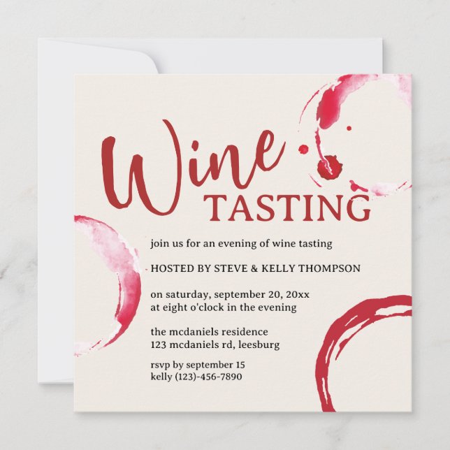 Convites Burgundy Stain Wine Tasting Invitation (Frente)