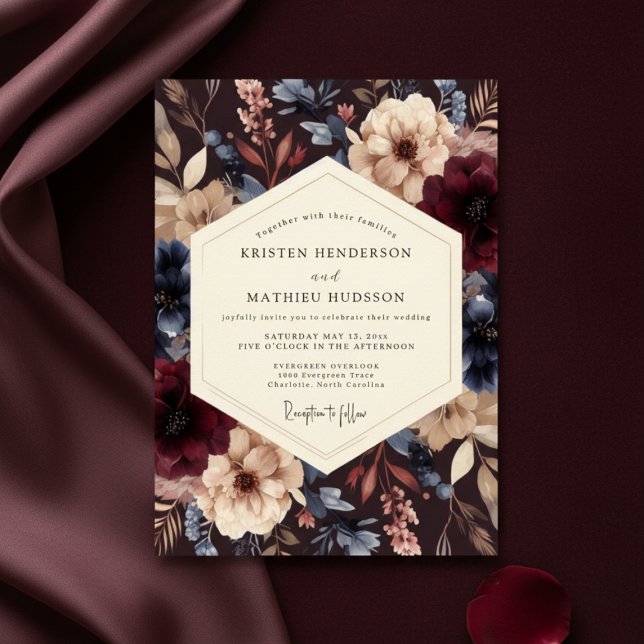 Convites Burgundy Twilight Botanical Romance Wedding (Criador carregado)