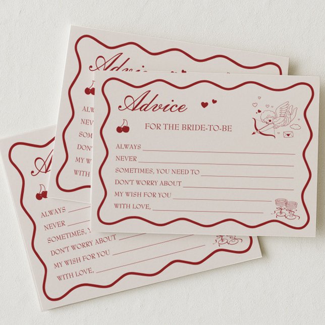 Convites Burgundy Valentine Bridal Shower Advice Card (Criador carregado)