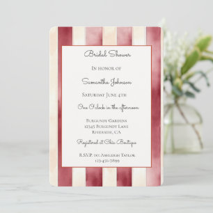 Convites Burgundy Vermelho Creme Listras Chuveiro Nupcial