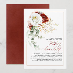 Convites Burgundy Vermelho e Branco Floral Casamento Aniver