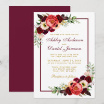 Burgundy Watercolor Boho Dourado Floral B