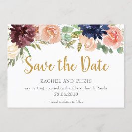 Convites Burgundy Watercolor Casamento outono Salvar Data