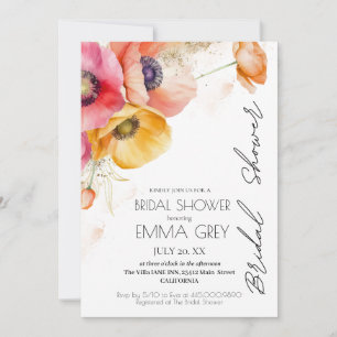 Convites Burgundy Watercolor Chá de panela Floral Russo
