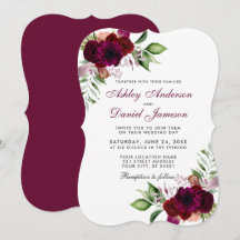 Burgundy Watercolor Floral Boho Weds B