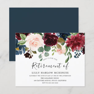Convites Burgundy Watercolor Flowers - Partido da Reforma