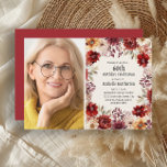 Convites Burgundy Watercolor Foto Floral 60º Aniversário<br><div class="desc">Burgundy elegante e cor d'água creme outono floral/60º convite de aniversário do outono para mulheres. Personalize adicionando uma foto e suas informações sobre a festa. Entre em contato comigo para obter assistência com suas personalizações ou para solicitar outros produtos Zazzle correspondentes ou coordenadores para o seu evento.</div>