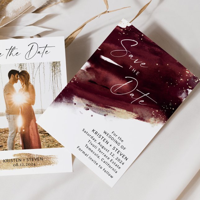 Convites Burgundy Watercolor Guarda A Data (Criador carregado)