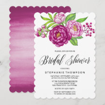 Burgundy Watercolor Peonies Chá de panela