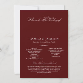 Convites  Burgundy Wedding Flat Program