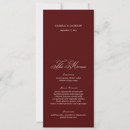 Convites Burgundy Wedding Menu Card