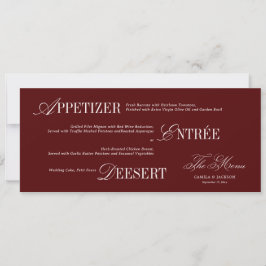 Convites Burgundy Wedding Menu Card