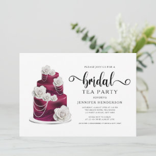 Convites Burgundy Weding Cake Chá de panela Tea Party