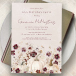 Convites Burgundy Wildflower Branca 60º Aniversário<br><div class="desc">As abóboras de queda estão aninhadas em delicadas flores silvestres vermelhas e brancas,  queimadas,  para criar uma estética elegante. Todo o texto é editável para que você possa facilmente artesanato seu próprio humor especial.</div>