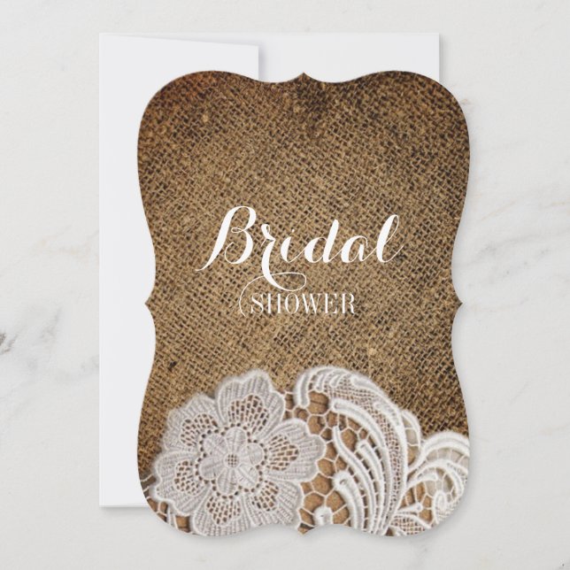 Convites burlap and lace do país ocidental russo da boêmia (Frente)