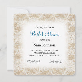 Convites Burlap and Lace Personated Chá de panela