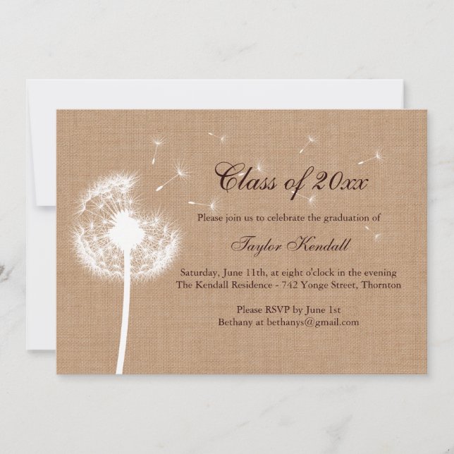 Convites Burlap Best Wish Graduation Invitation (Frente)