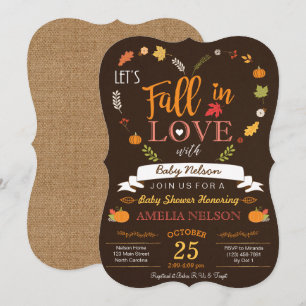Convites Burlap Caiu No Amor, Pumpkin Chá de fraldas Invite