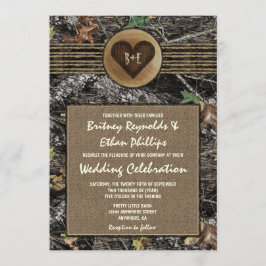 Convites Burlap + Carved Heart Camo Weds Invtions
