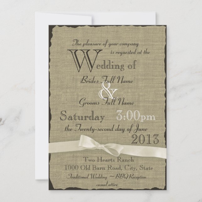 Convites Burlap e Arcos Casamento Russo (Frente)