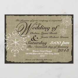 Convites Burlap e Snowflakes Casados 5 x 7
