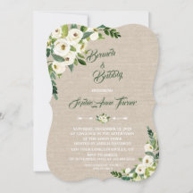 Burlap Floral Branco da Aquarela Brunch e Borracha