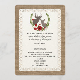 Convites Burlap + Lace Christmas Wedck + Doe Deer