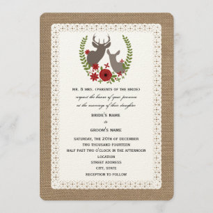 Convites Burlap + Lace Christmas Wedck + Doe Deer