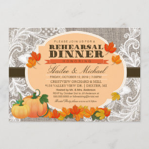 Convites Burlap & Lace Fall Pumpkin Sai do Janto de Ensaio