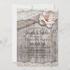 Convites Burlap Lace Floral Brunch e Chá de panela Borracha