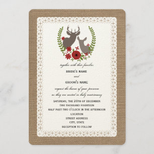 Convites Burlap + Lace Inspire No Casamento De Natal