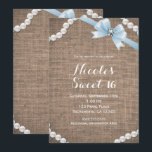 Convites Burlap & Pearls Blue Arco Glamor Sweet 16 Party<br><div class="desc">Burlap & Pearls Blue Arco Glamor Sweet 16 Convites de festas. Itens correspondentes também estão disponíveis.</div>