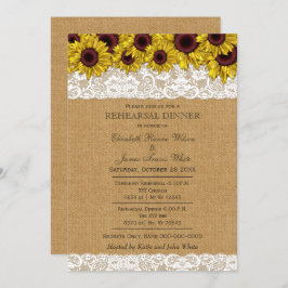 Convites Burlap Rustic Sunflower janta convida