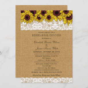 Convites Burlap Rustic Sunflower janta convida