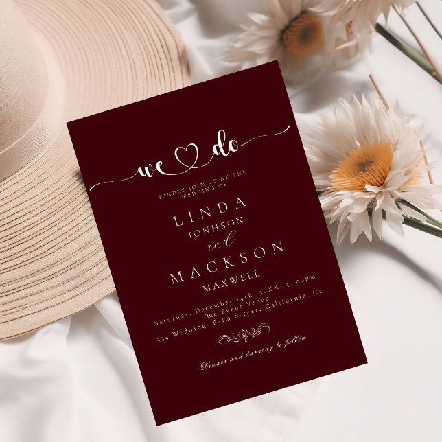 Convites Burngundy & Ivory botanical crest  (Criador carregado)