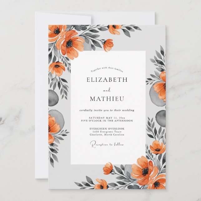 Convites Burnt Orange Artistic Modern Wedding (Frente)