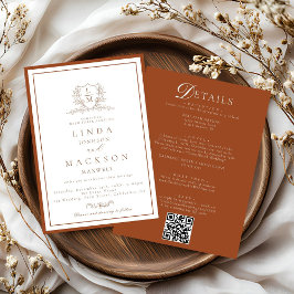 Convites Burnt Orange botanical crest All in one wedding 