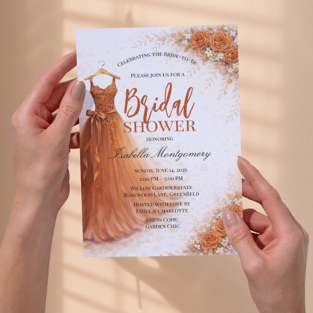 Convites Burnt Orange Bridesmaid Dress Bridal Shower (Burnt Orange Bridesmaid Dress Bridal Shower Invitations
)