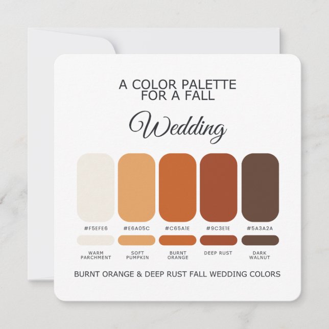 Convites Burnt Orange Deep Rust Fall Wedding Palette Card (Frente)