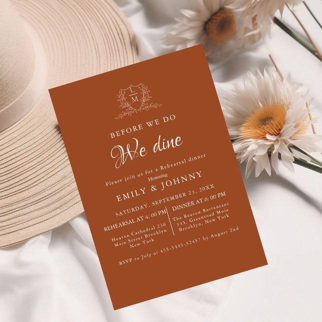 Convites Burnt Orange & Ivory Wedding Rehearsal dinner  (Criador carregado)