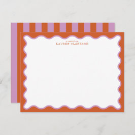 Convites Burnt Orange & Lavender Wavy Border Note Card