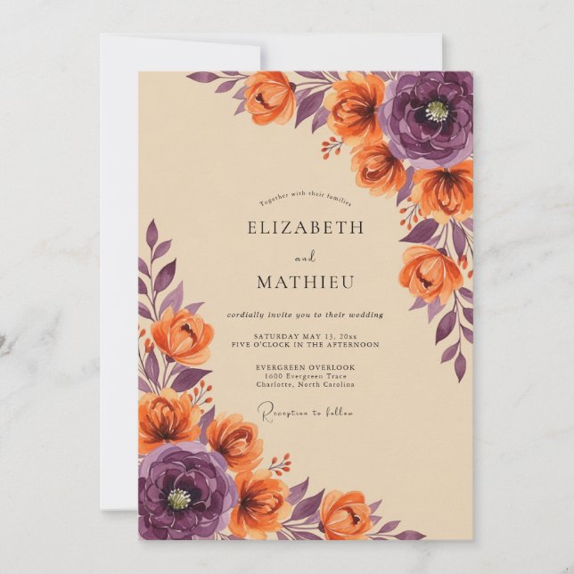 Convites Burnt Orange Lavish Autumnal Wedding (Frente)